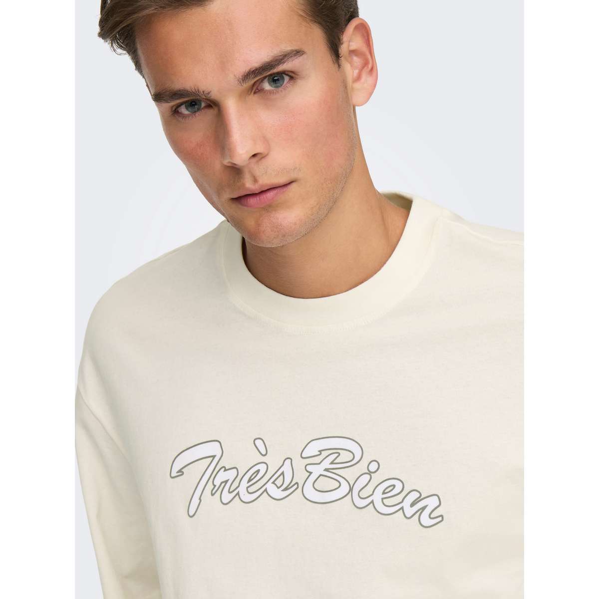 ONLY & SONS MEN΄S OVERSIZE FIT COTTON MALIK PARIS T-SHIRT 22036570  WHISPER WHITE 